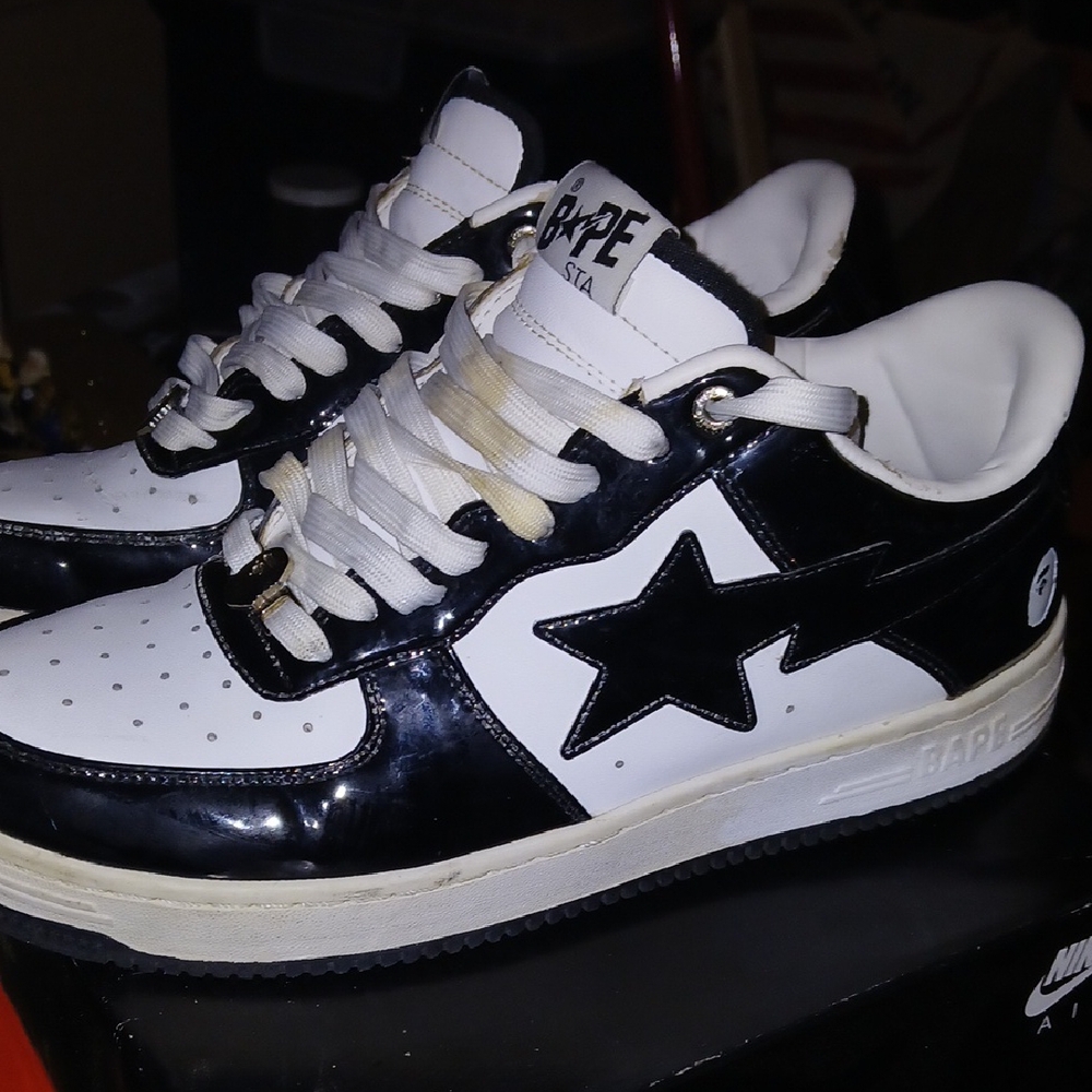 Bape  Apes Black and White Sneakers